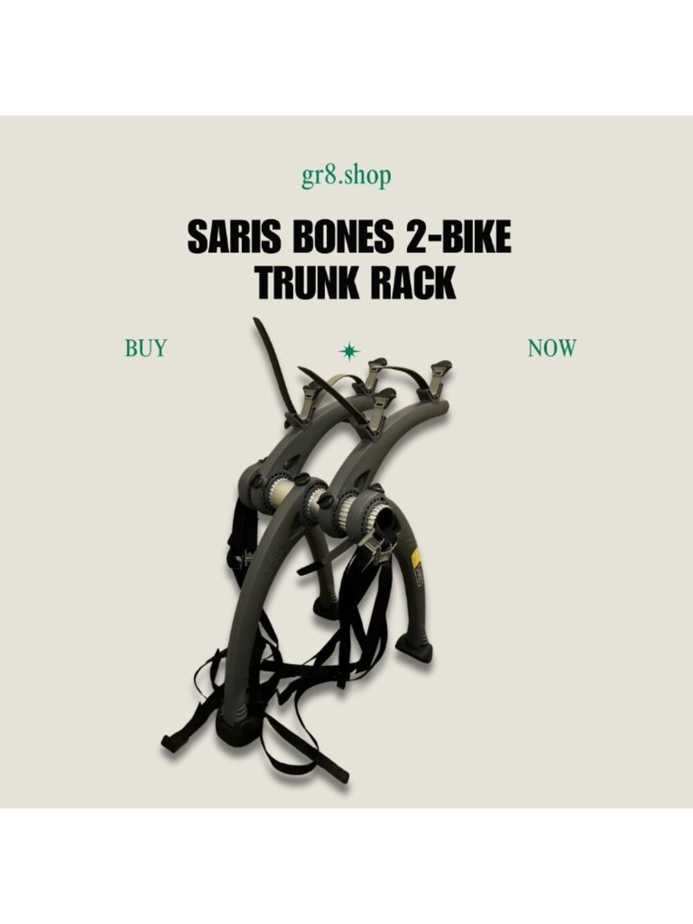 SARIS BONES 2-Bike Adjustable Trunk Mount Rack With Straps - Gray
